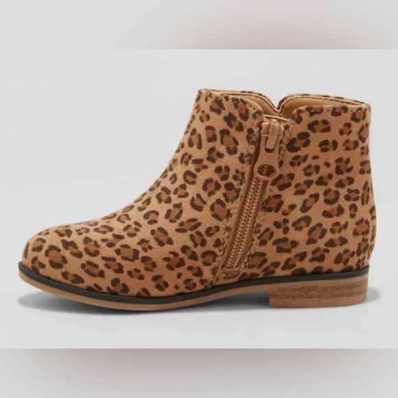 NWT Cat & Jack Penelope Ankle Bootie Boots Cheetah Leopard Brown Toddler - Picture 2 of 10